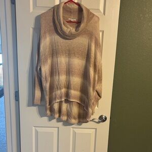 American Eagle Outfitters Draped Cowl Neck Sweater in Cream and Tan Stripes